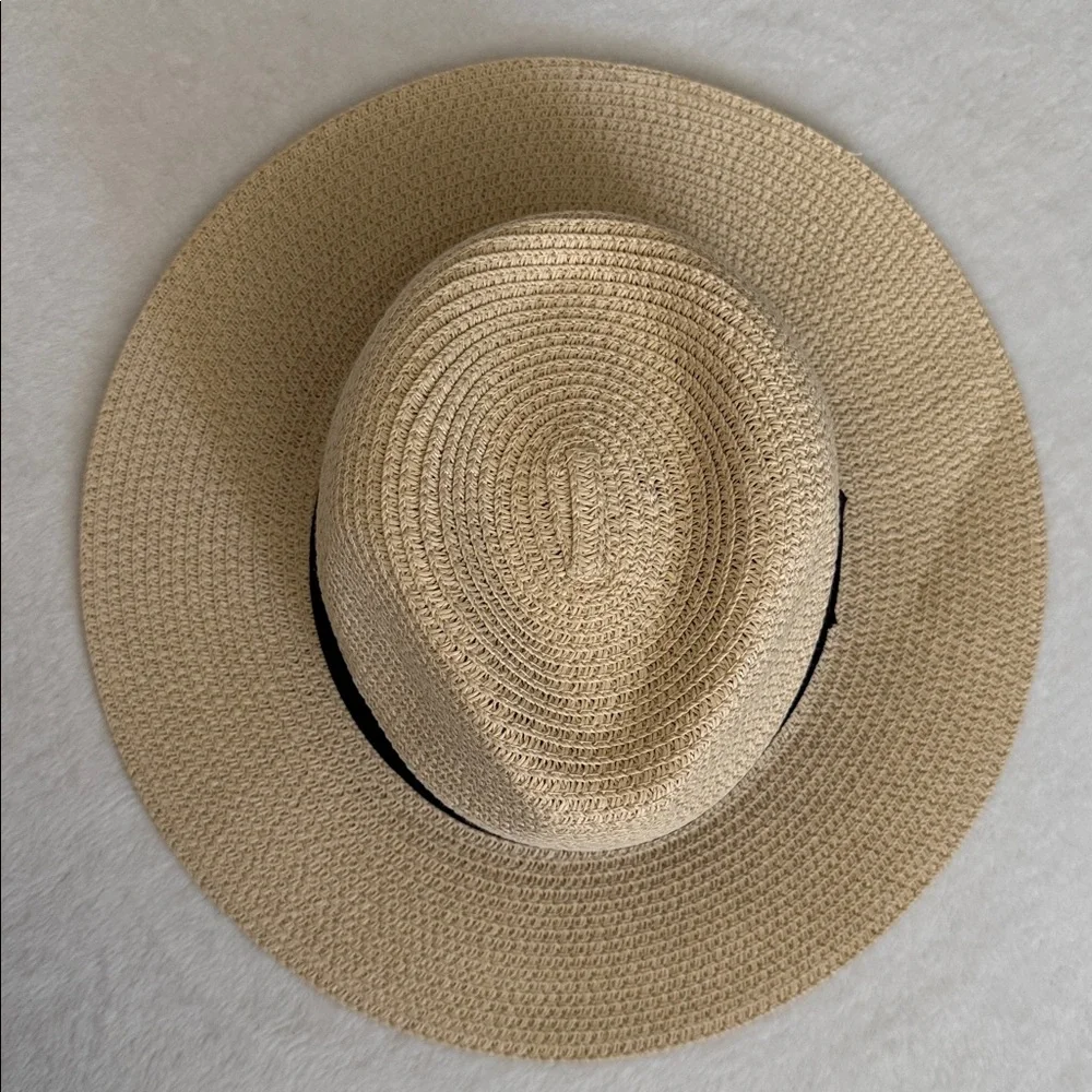 {NWT} American Hat Makers | Afternoon Fedora Handmade Straw Hat Cream/Black (MD) - Picture 7 of 16